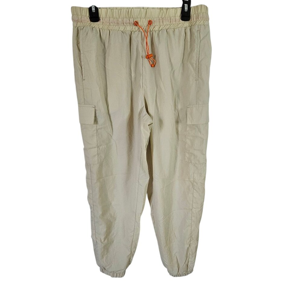 Isaac Morris Sz L Elastic Waistband Cream Streetwear Travel Gorpcore Cargo Pants